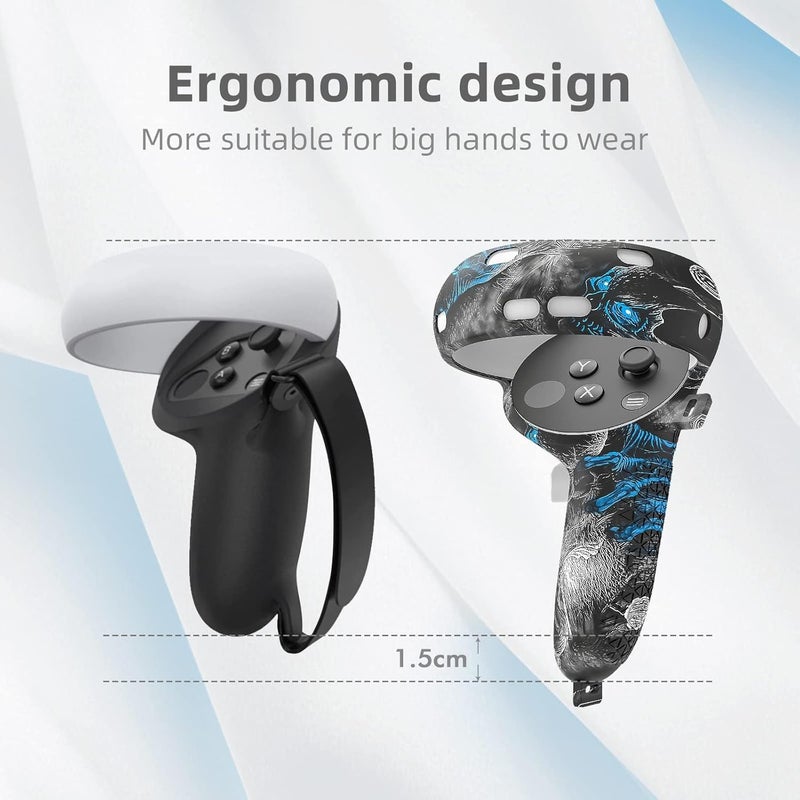 Relohas VR Accessories Kit Compatiable with Oculus Quest 2, Includes Silicone Face Cover, Controller Grips, Protective Shell, Lens Cover & 10 Disposable Eye Covers, No Signal Blocking (Phantom) - Image 2